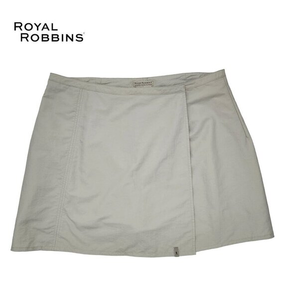 Royal Robbins Pants - ROYAL ROBBINS Skort 16 Tan Nylon Faux Wrap Hiking Walking golf